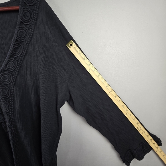 SWIMSUITS FOR ALL Cover-up V-Neck Dress Flare Long Sleeve Black Women Size 22/24 - Picture 7 of 10